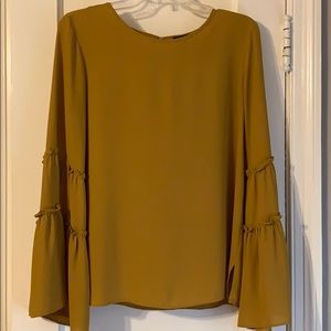 Ann Taylor mustard bell sleeve tunic top/blouse